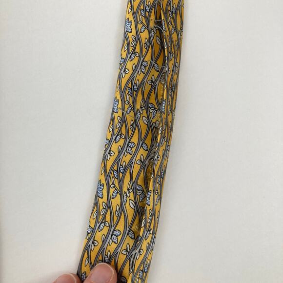 Lot of 3 Yellow & Blue 100% Silk Nautical Themed Ties Preppy Crab Dolphin Vines - Picture 11 of 15